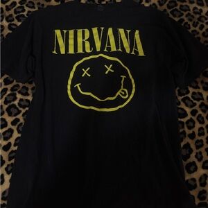 Nirvana Black T-Shirt with Yellow Logo 100% Cotton Unisex